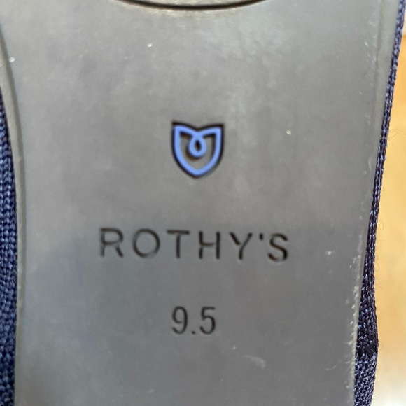 Rothys Navy Blue Square Toe Flats Size 9.5 - Picture 6 of 12